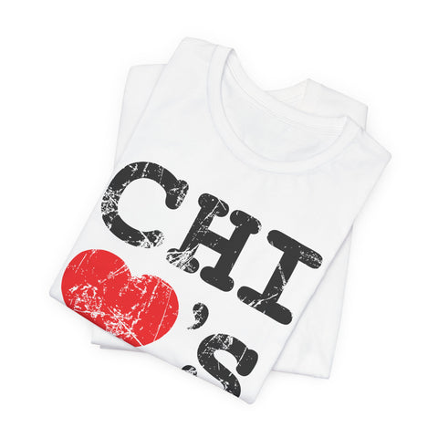 Image of Chi Loves Me T-Shirt — Vintage Heart Chicago Pride Tee