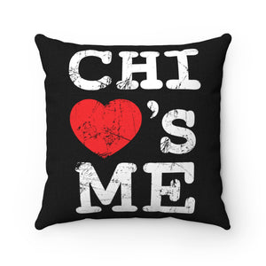 Chi Loves Me Spun Polyester Square Black Pillow